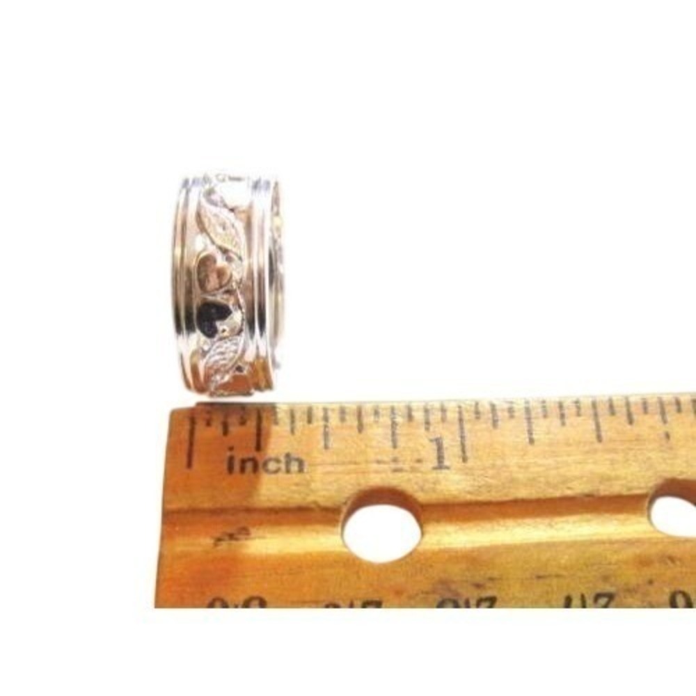 Vintage Stunning Wide Heart Design Band Esposito Silver Filled Ring Size 9 - Picture 6 of 7